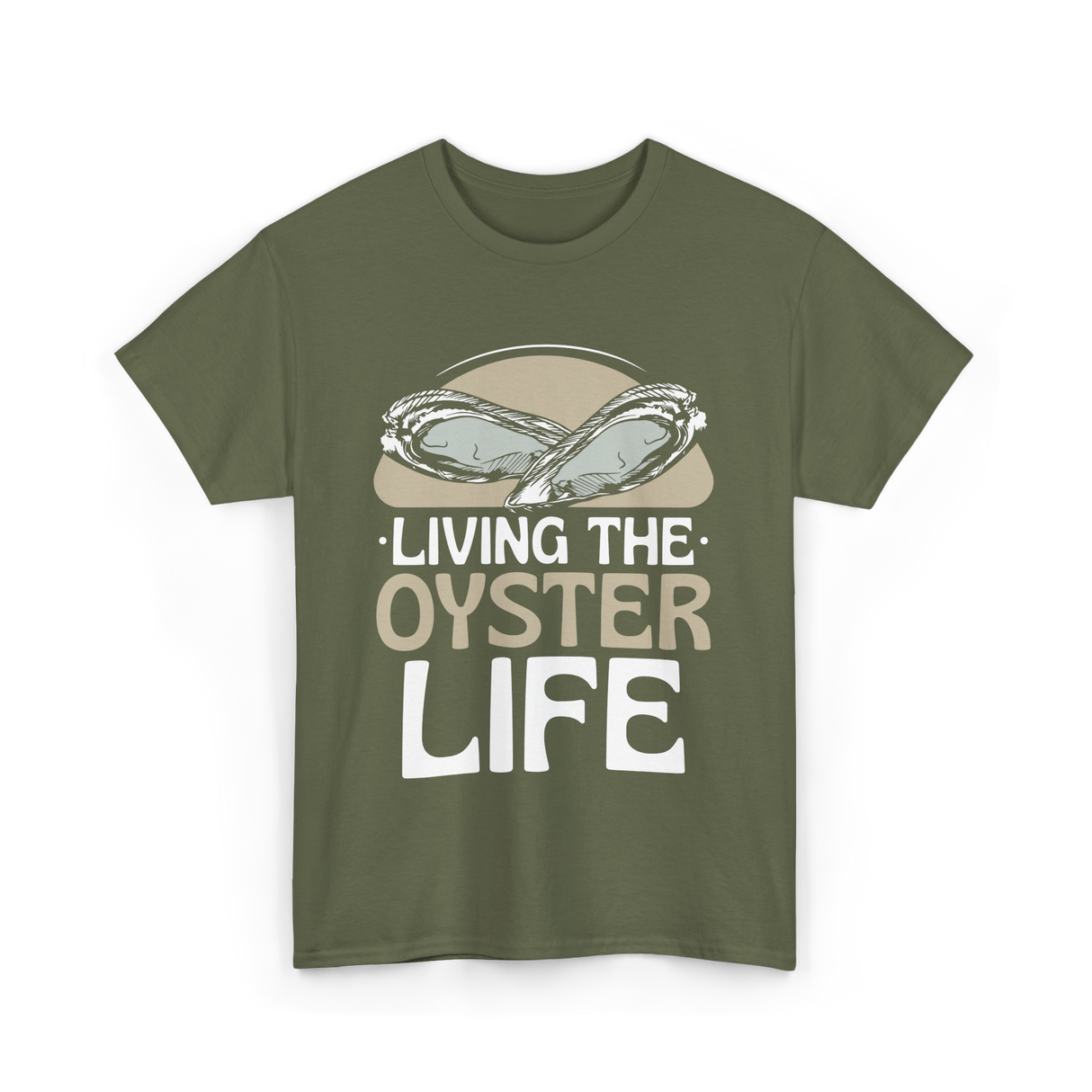 Living The Oyster Life Oyster T-Shirt - Military Green