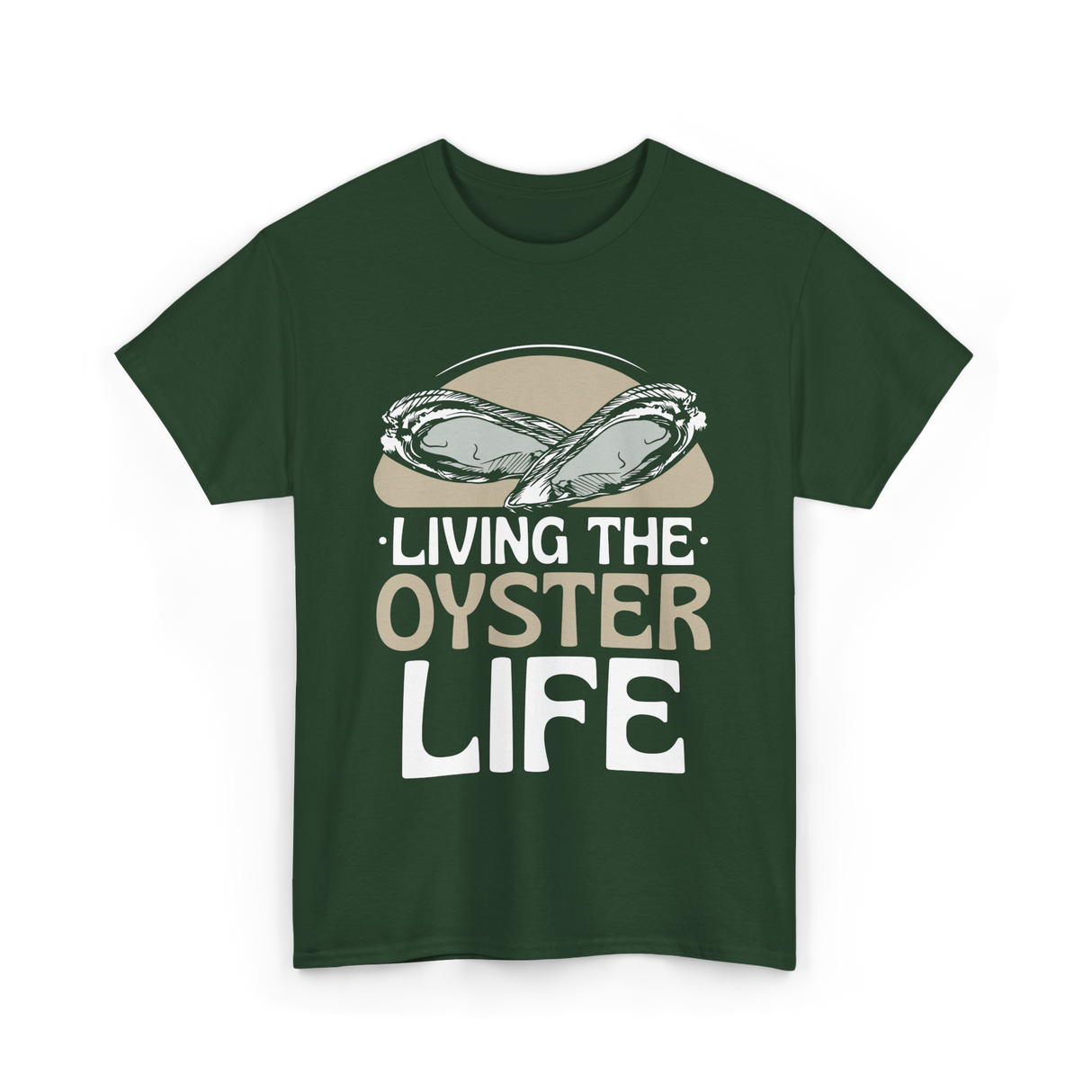 Living The Oyster Life Oyster T-Shirt - Forest Green