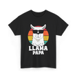 Llama Papa Animal Llama Dad T-Shirt - Black