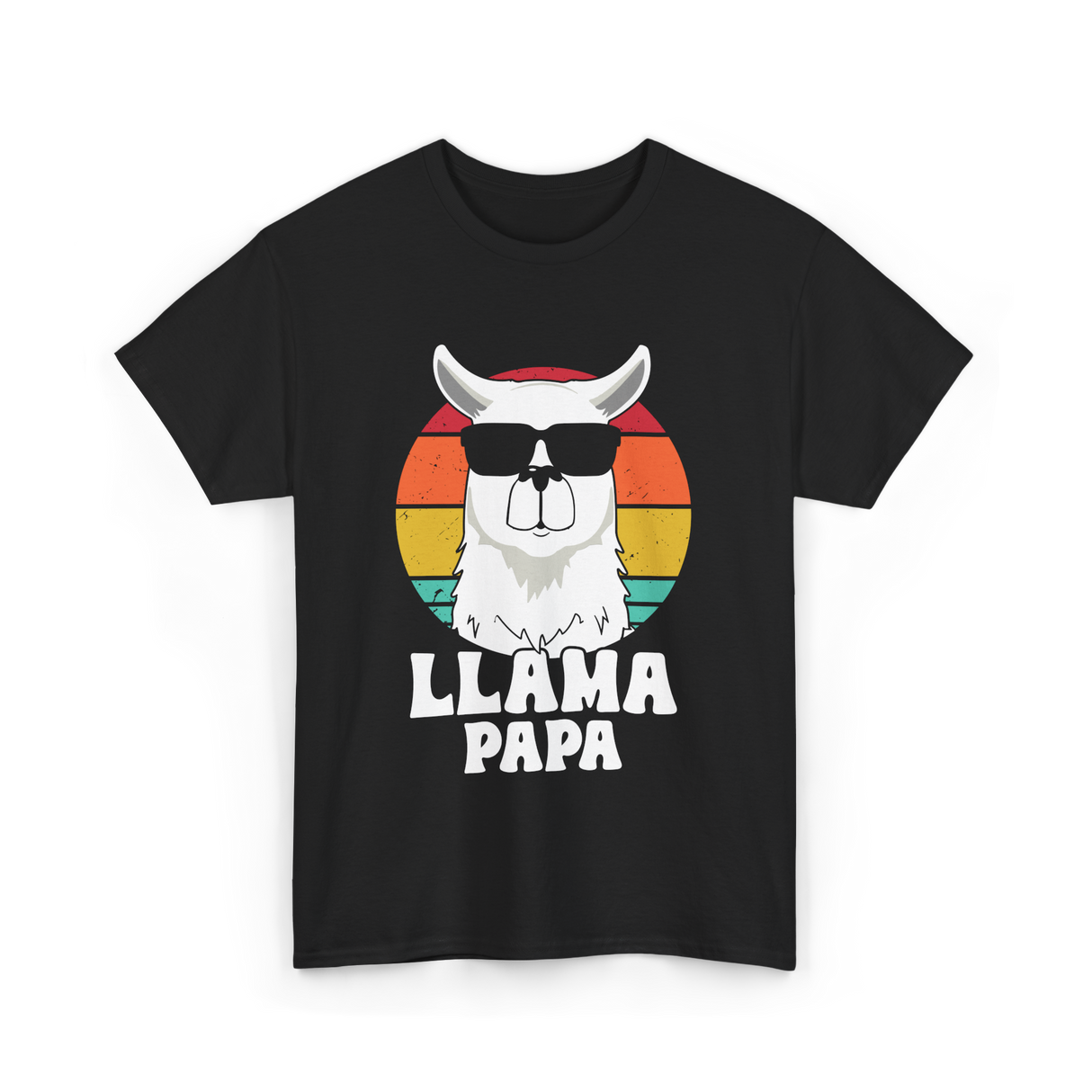 Llama Papa Animal Llama Dad T-Shirt - Black