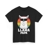 Llama Papa Animal Llama Dad T-Shirt - Black