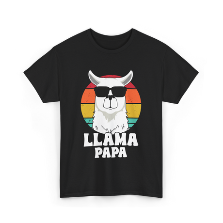 Llama Papa Animal Llama Dad T-Shirt - Black