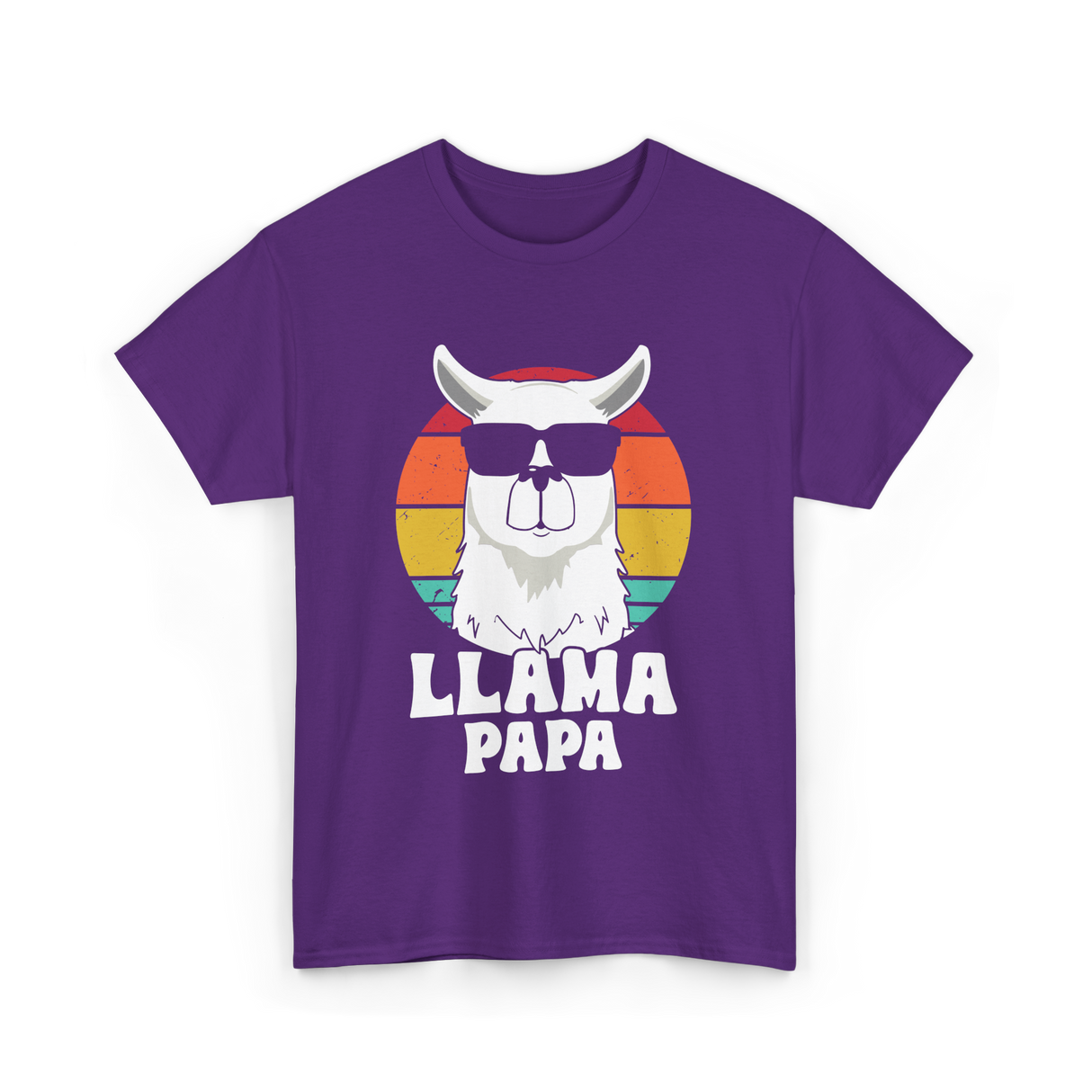 Llama Papa Animal Llama Dad T-Shirt - Purple