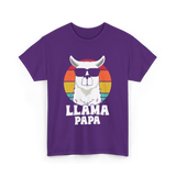 Llama Papa Animal Llama Dad T-Shirt - Purple