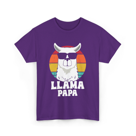 Llama Papa Animal Llama Dad T-Shirt - Purple