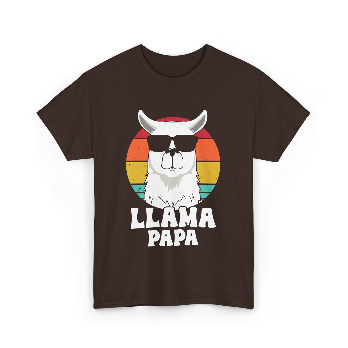 Llama Papa Animal Llama Dad T-Shirt - Dark Chocolate