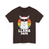 Llama Papa Animal Llama Dad T-Shirt - Dark Chocolate