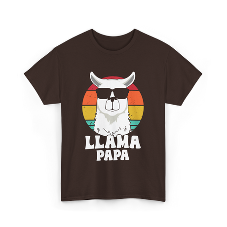 Llama Papa Animal Llama Dad T-Shirt - Dark Chocolate