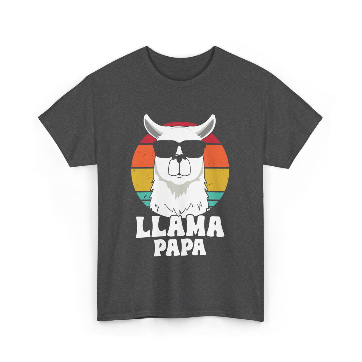 Llama Papa Animal Llama Dad T-Shirt - Dark Heather