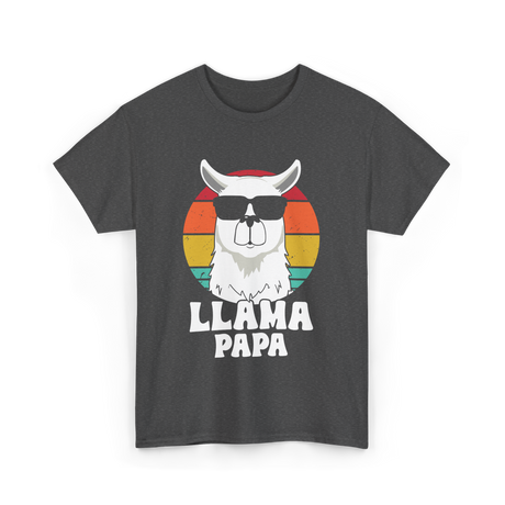 Llama Papa Animal Llama Dad T-Shirt - Dark Heather