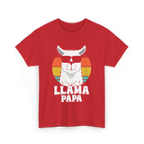 Llama Papa Animal Llama Dad T-Shirt - Red