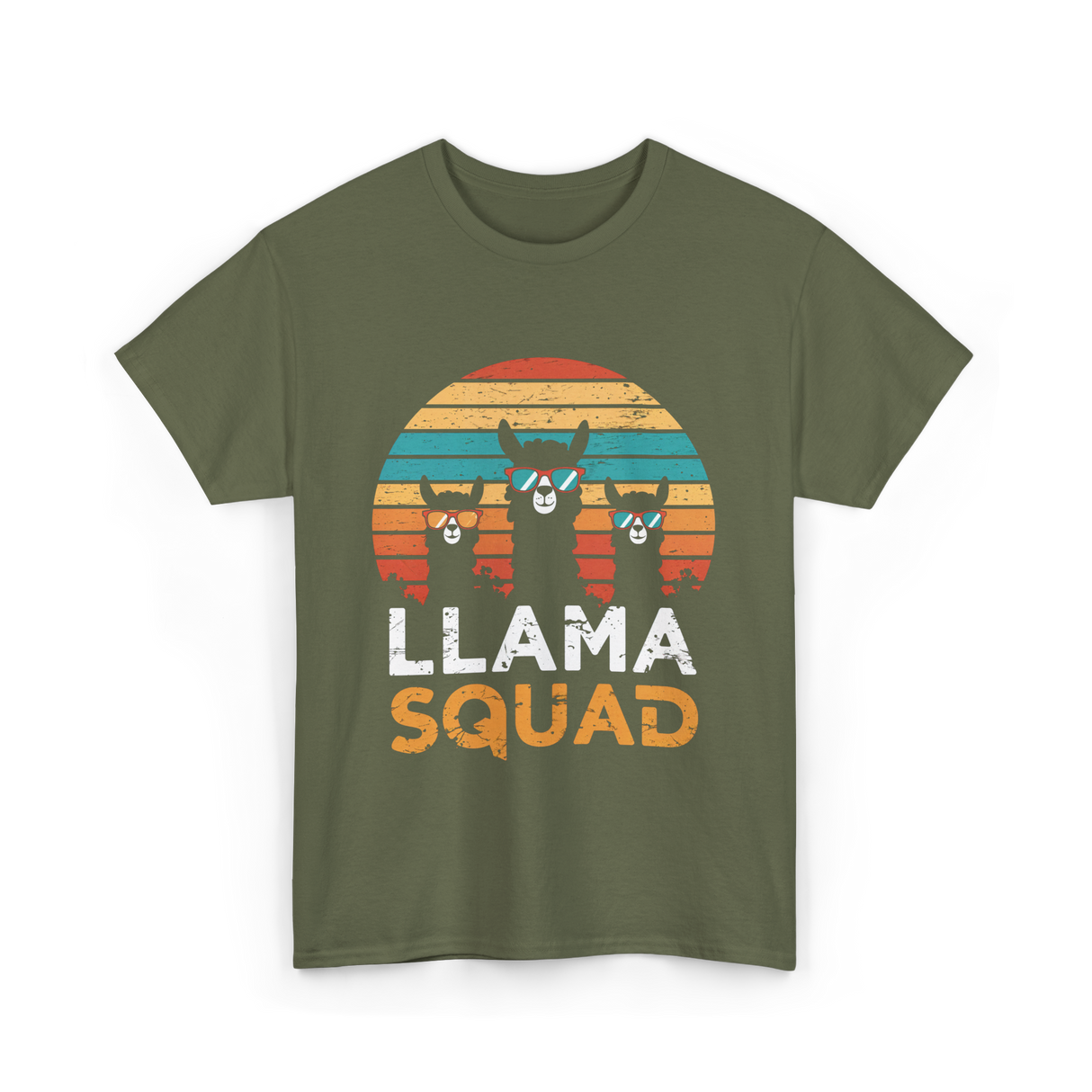 Llama Squad Llamas Fun T-Shirt - Military Green