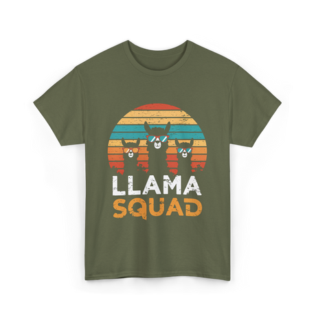 Llama Squad Llamas Fun T-Shirt - Military Green