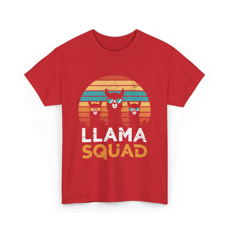 Llama Squad Llamas Fun T-Shirt - Red