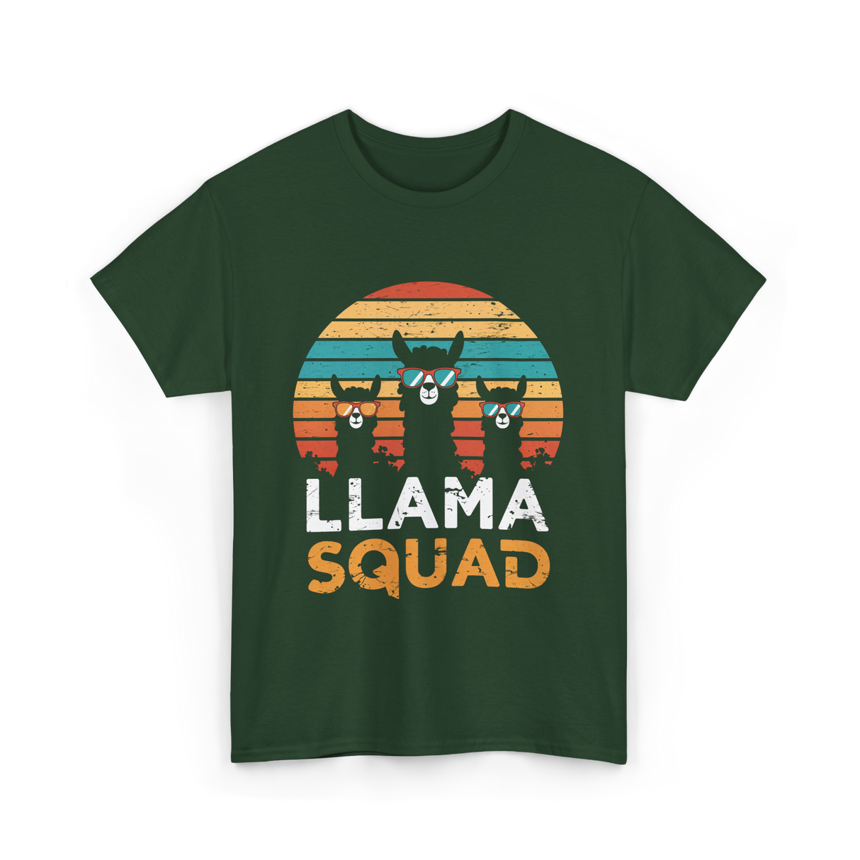 Llama Squad Llamas Fun T-Shirt - Forest Green