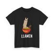 Llamen Llama Noodles Food T-Shirt - Black