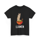 Llamen Llama Noodles Food T-Shirt - Black