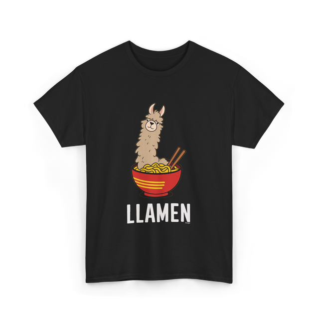 Llamen Llama Noodles Food T-Shirt - Black