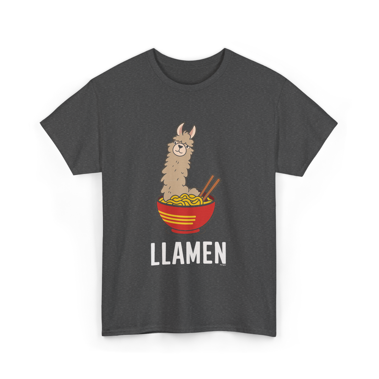 Llamen Llama Noodles Food T-Shirt - Dark Heather