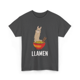 Llamen Llama Noodles Food T-Shirt - Dark Heather