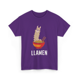 Llamen Llama Noodles Food T-Shirt - Purple