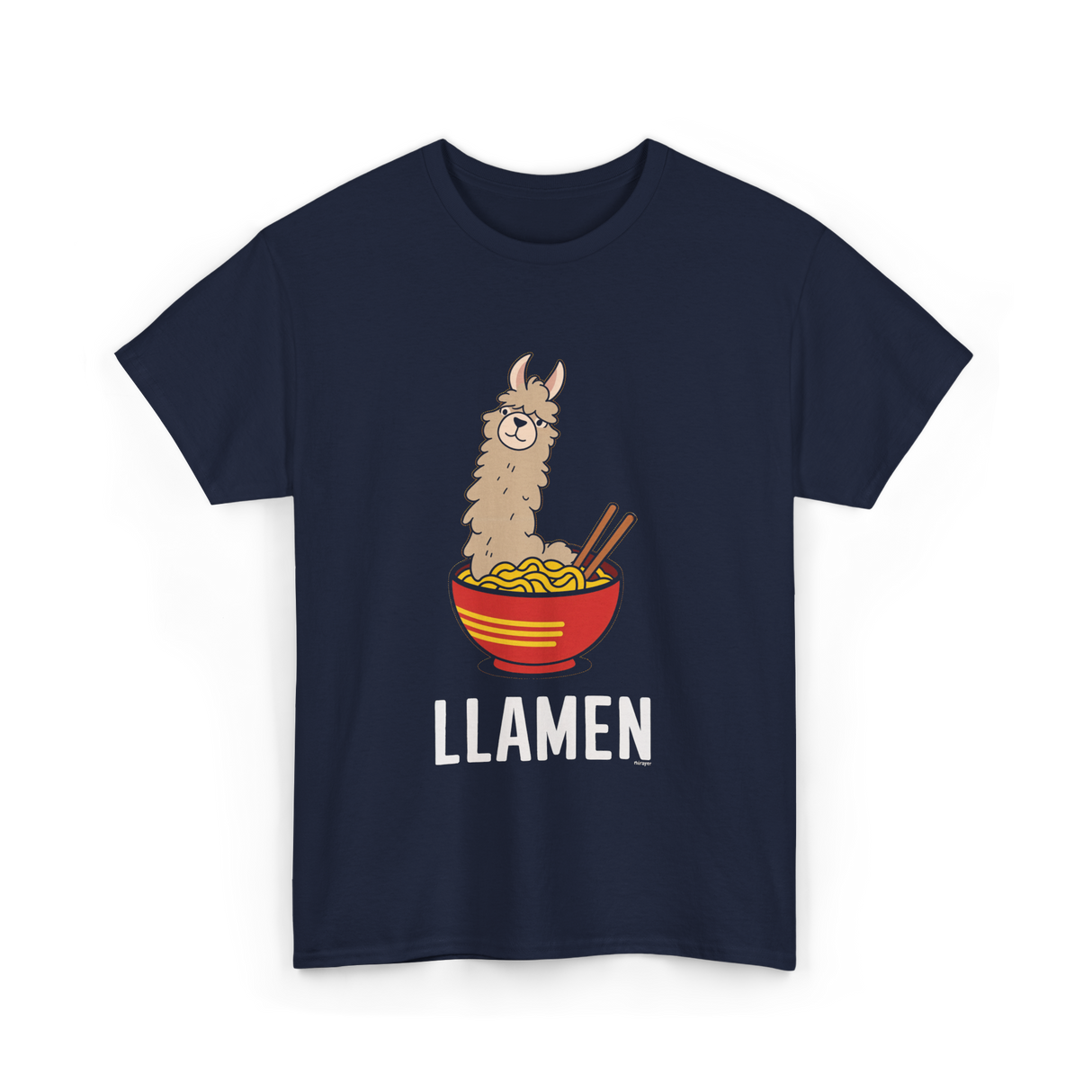 Llamen Llama Noodles Food T-Shirt - Navy