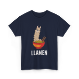 Llamen Llama Noodles Food T-Shirt - Navy