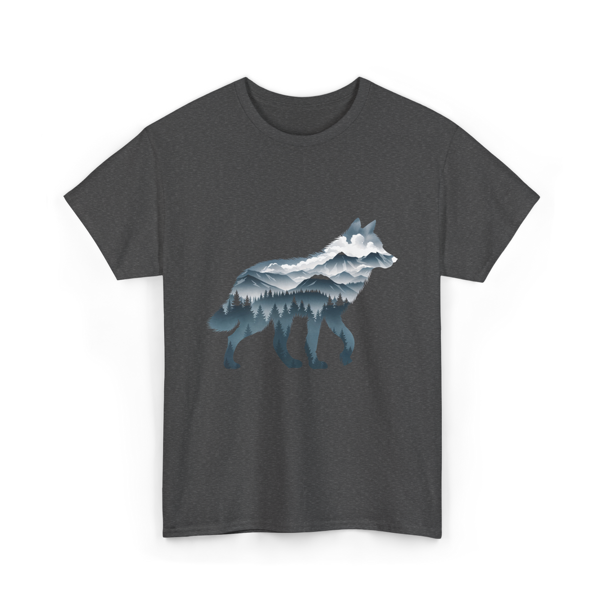 Lone Wolf Mountain Art Wolf T-Shirt - Dark Heather