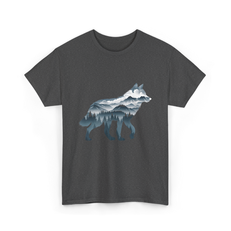 Lone Wolf Mountain Art Wolf T-Shirt - Dark Heather