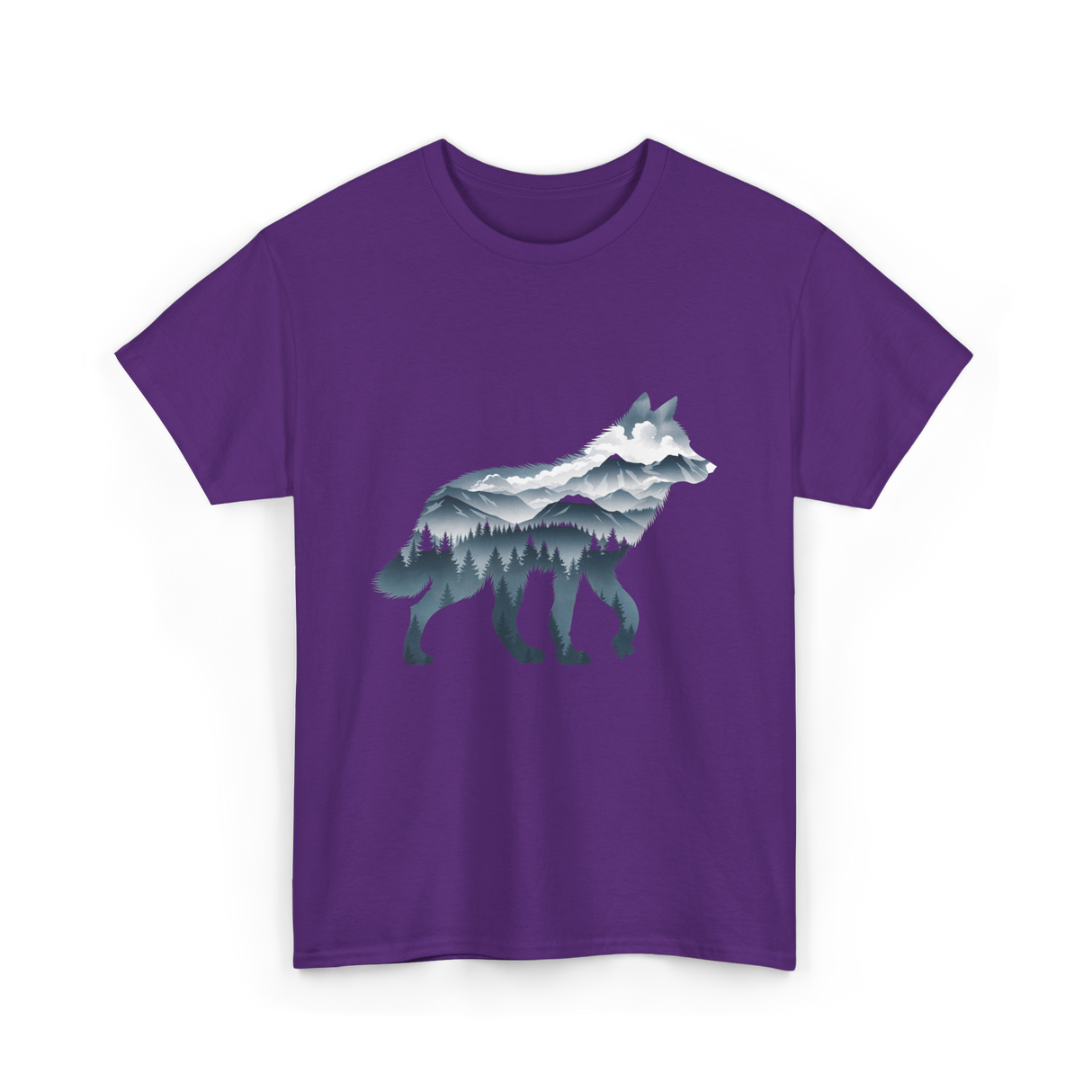 Lone Wolf Mountain Art Wolf T-Shirt - Purple