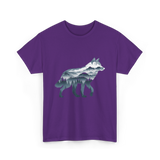 Lone Wolf Mountain Art Wolf T-Shirt - Purple