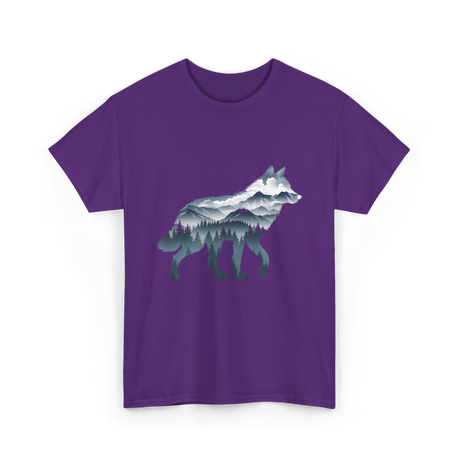 Lone Wolf Mountain Art Wolf T-Shirt - Purple