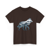 Lone Wolf Mountain Art Wolf T-Shirt - Dark Chocolate