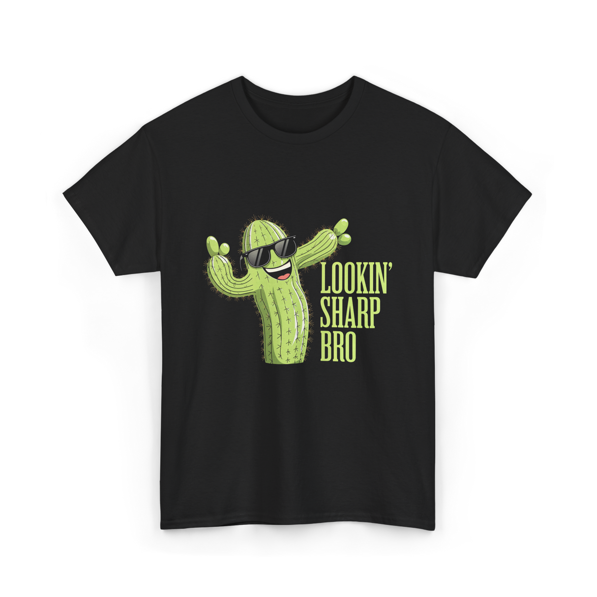 Lookin Sharp Bro Cactus T-Shirt - Black