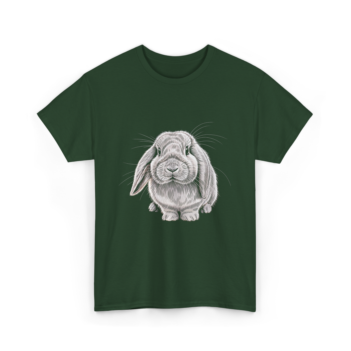 Lop Eared Bunny Rabbit T-Shirt - Forest Green