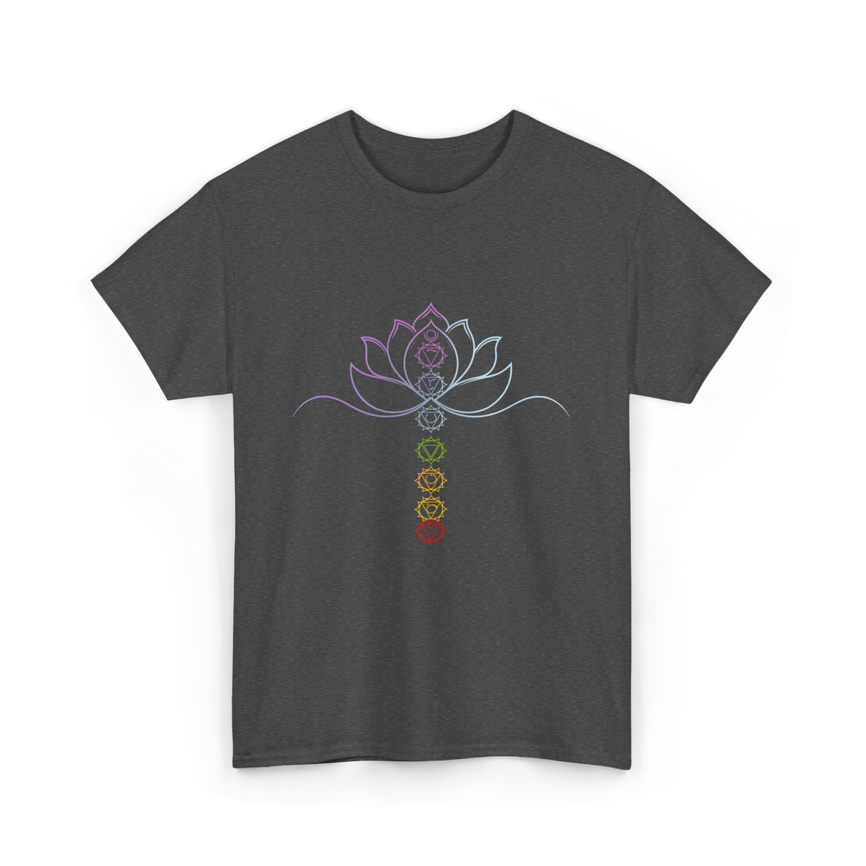 Lotus Flower Chakra Meditation Spiritual T-Shirt - Dark Heather