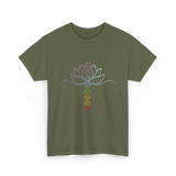 Lotus Flower Chakra Meditation Spiritual T-Shirt - Military Green