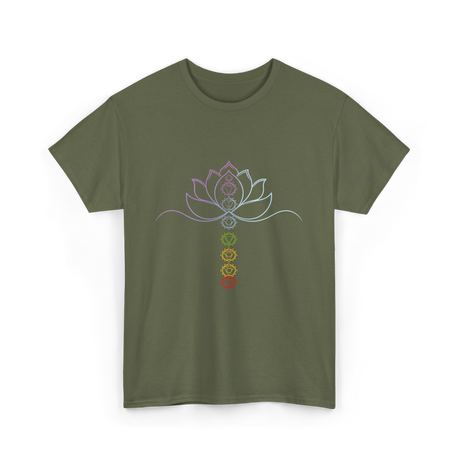 Lotus Flower Chakra Meditation Spiritual T-Shirt - Military Green