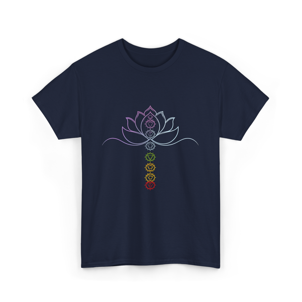 Lotus Flower Chakra Meditation Spiritual T-Shirt - Navy