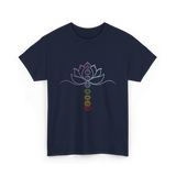 Lotus Flower Chakra Meditation Spiritual T-Shirt - Navy