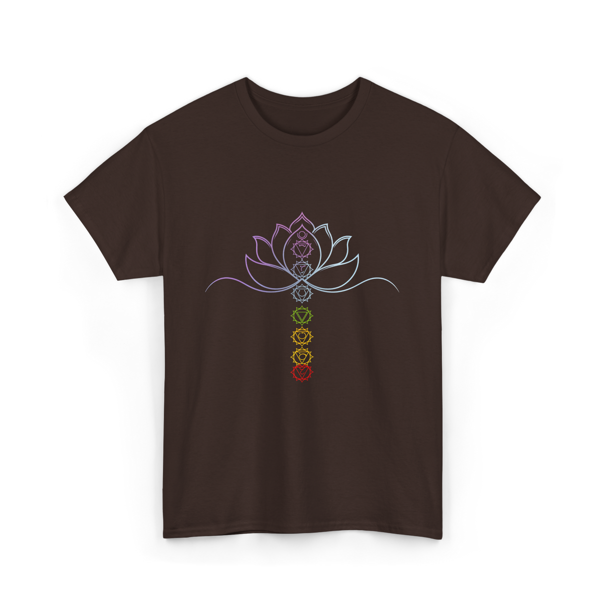 Lotus Flower Chakra Meditation Spiritual T-Shirt - Dark Chocolate