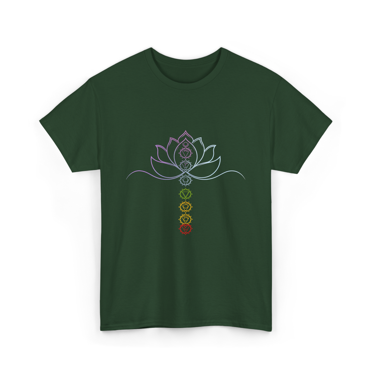 Lotus Flower Chakra Meditation Spiritual T-Shirt - Forest Green