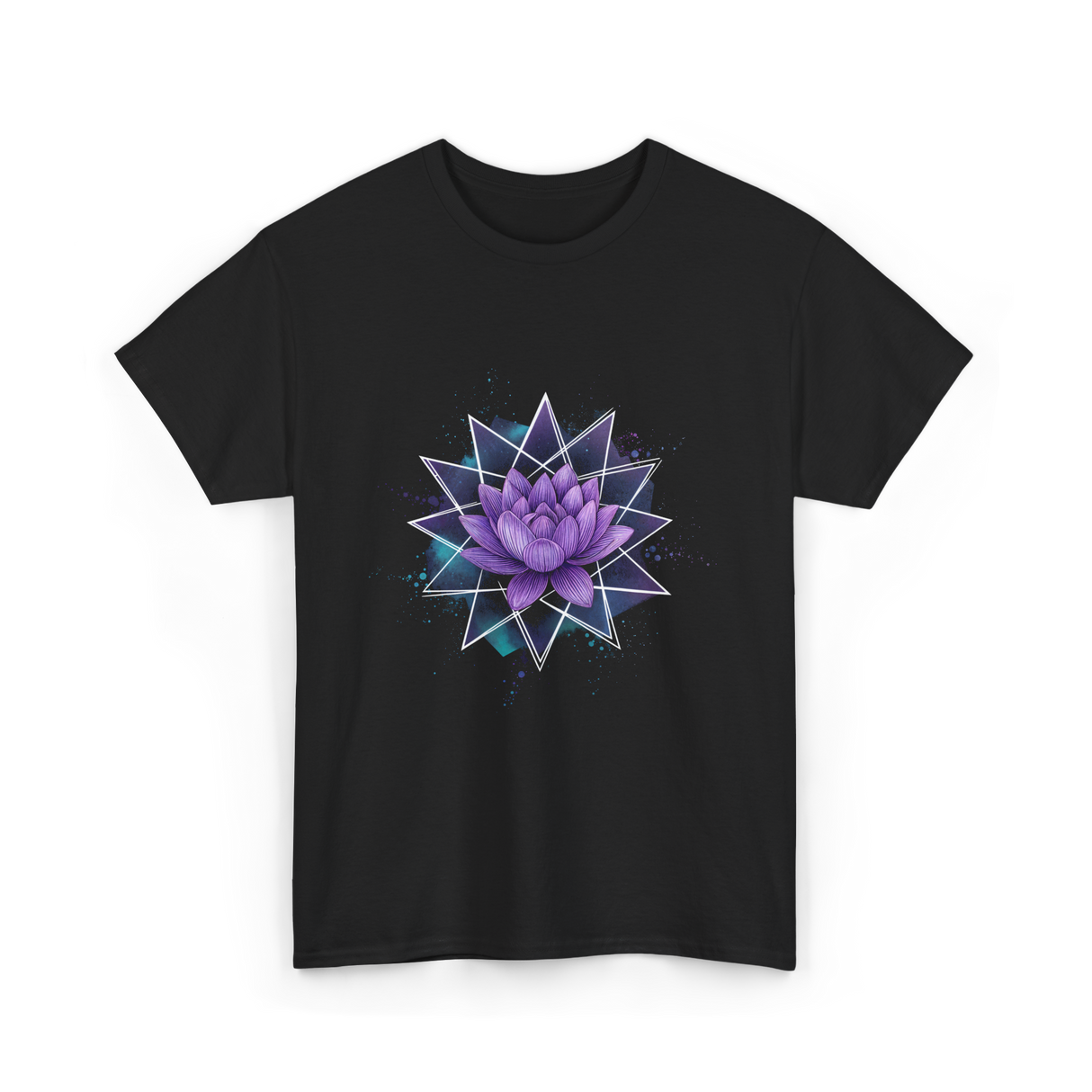 Lotus Flower Sacred Geometry Meditation T-Shirt - Black