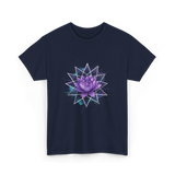 Lotus Flower Sacred Geometry Meditation T-Shirt - Navy