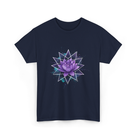 Lotus Flower Sacred Geometry Meditation T-Shirt - Navy