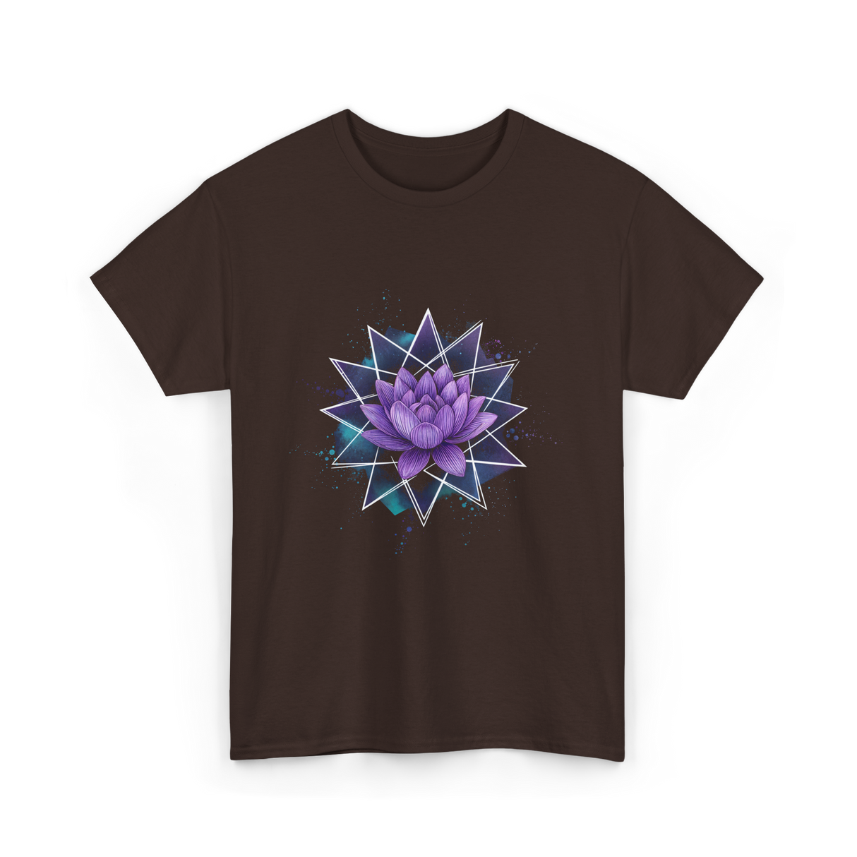 Lotus Flower Sacred Geometry Meditation T-Shirt - Dark Chocolate