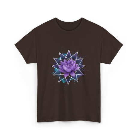 Lotus Flower Sacred Geometry Meditation T-Shirt - Dark Chocolate