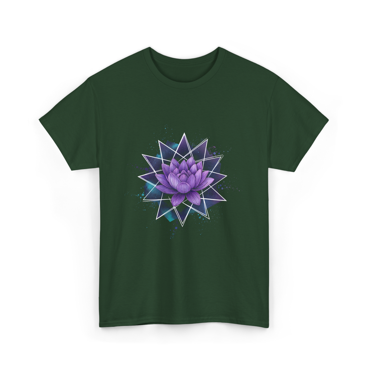 Lotus Flower Sacred Geometry Meditation T-Shirt - Forest Green