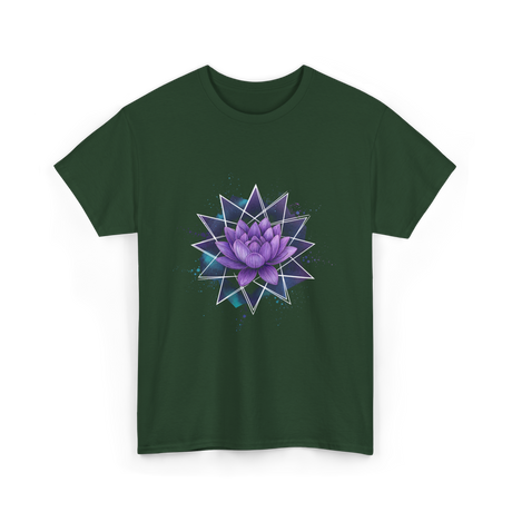 Lotus Flower Sacred Geometry Meditation T-Shirt - Forest Green