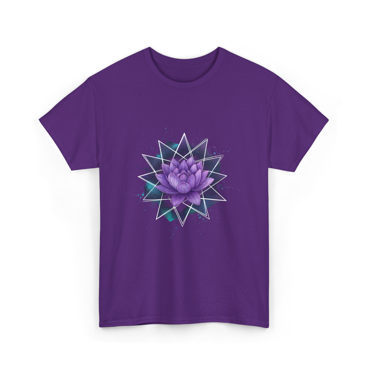 Lotus Flower Sacred Geometry Meditation T-Shirt - Purple